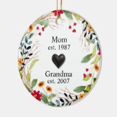 De eerste keer oma Floral Keramisch Ornament (Links)