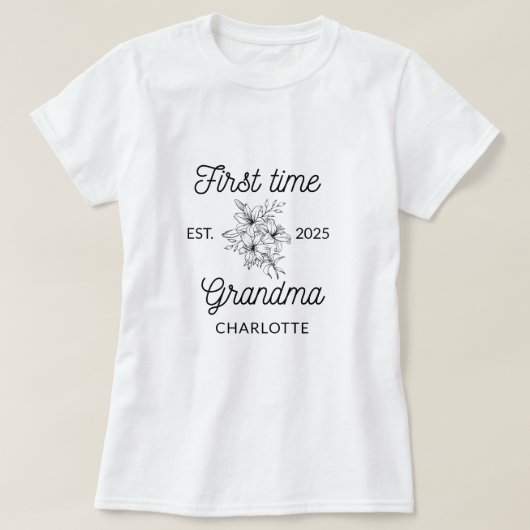 De eerste keer oma Moederdag Gift T-shirt (Design voorkant)