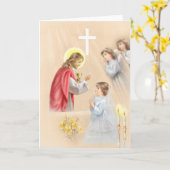 De eerste kerkgemeenschap van het meisje kaart (Gele Bloem)