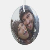 De eerste Kerst Engaged de Foto van het Manuscript Glas Ornament (Voorkant links)