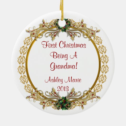 De eerste kerst is een oma! Keramische ornament (Achterkant)