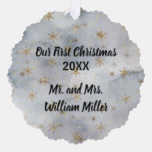 De eerste kerst Keepsake van de Pas getrouwd Ornament Kaart (Voorkant)