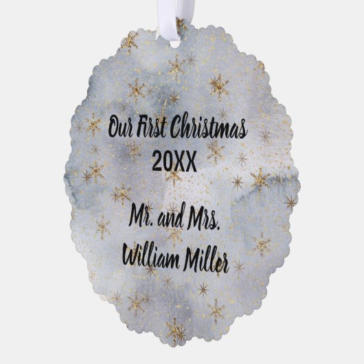 De eerste kerst Keepsake van de Pas getrouwd Ornament Kaart (Links)