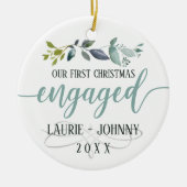 De eerste kerst met Waterverf Laurel Leaves Keramisch Ornament (Voorkant)