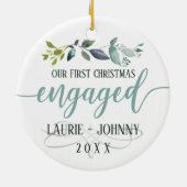 De eerste kerst met Waterverf Laurel Leaves Keramisch Ornament (Achterkant)