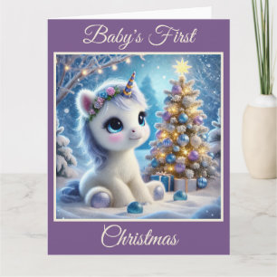 De eerste kerst van baby Unicorn Kaart
