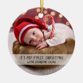 De eerste kerst van de baby met oma keramisch ornament (Voorkant)