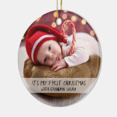 De eerste kerst van de baby met oma keramisch ornament (Links)