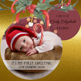 De eerste kerst van de baby met oma keramisch ornament