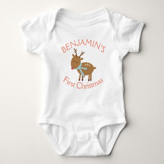 De eerste kerst van de baby Schattige winterrendie Romper (Voorkant)