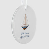De eerste kerst van de Classic Nautical Sailboat B Ornament (voorkant)