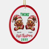De eerste kerst van de Gingerbread Twins Keramisch Ornament (Rechts)