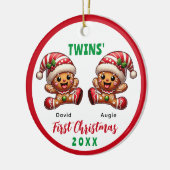 De eerste kerst van de Gingerbread Twins Keramisch Ornament (Links)
