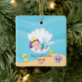 De eerste kerst van de Magische Mermaid Baby Keramisch Ornament
