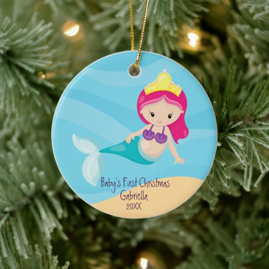 De eerste kerst van de Magische Mermaid Baby Keramisch Ornament (Boom)