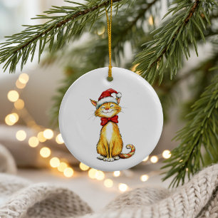 De eerste kerst van de reddende kat in Furever Hom Keramisch Ornament