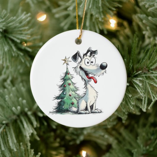 De eerste kerst van de reddingshond in Furever Hom Keramisch Ornament (Boom)