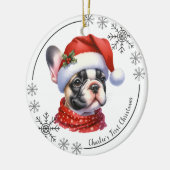 De eerste kerst van de Schattigee Franse Bulldog Keramisch Ornament (Links)