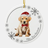 De eerste kerst van de Schattigee Labrador Retriev Keramisch Ornament (Voorkant)