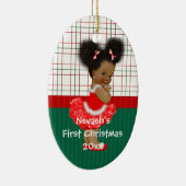 De eerste kerst van het Afrikaanse Amerikaanse mei Keramisch Ornament (Rechts)