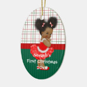 De eerste kerst van het Afrikaanse Amerikaanse mei Keramisch Ornament (Links)