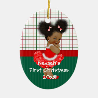 De eerste kerst van het Afrikaanse Amerikaanse mei Keramisch Ornament