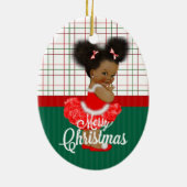 De eerste kerst van het Afrikaanse Amerikaanse mei Keramisch Ornament (Achterkant)