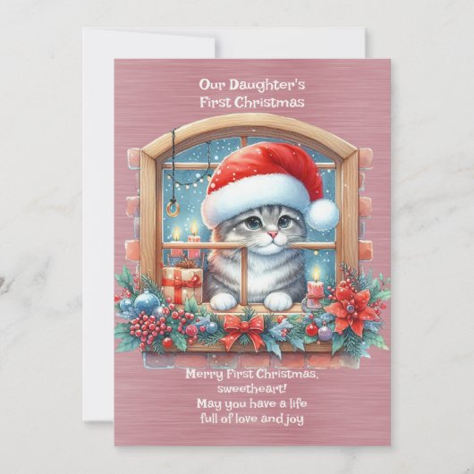 De eerste kerst van onze dochter feestdagenkaart (Voorkant)