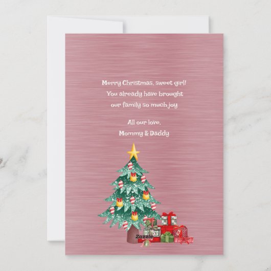 De eerste kerst van onze dochter feestdagenkaart (Achterkant)