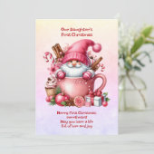 De eerste kerst van onze dochter feestdagenkaart (Staand voorkant)