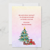 De eerste kerst van onze dochter feestdagenkaart (Achterkant)