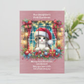 De eerste kerst van onze dochter feestdagenkaart (Staand voorkant)