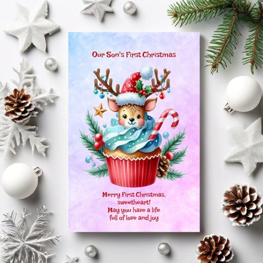 De eerste kerst van onze zoon feestdagenkaart