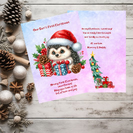 De eerste kerst van onze zoon feestdagenkaart