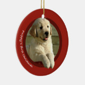 De eerste kerst van Puppy (Gouden Herriever) Keramisch Ornament (Rechts)