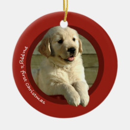 De eerste kerst van Puppy (Gouden Herriever) Keramisch Ornament