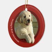 De eerste kerst van Puppy (Gouden Herriever) Keramisch Ornament (Links)
