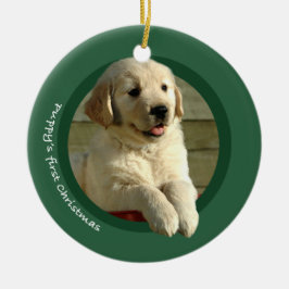 De eerste kerst van Puppy (Gouden Herriever) Keramisch Ornament