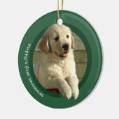 De eerste kerst van Puppy (Gouden Herriever) Keramisch Ornament (Links)