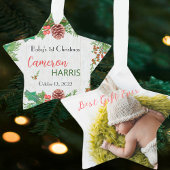 De eerste kerstbeste cadeaufoto van Rustic Baby Ornament