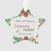 De eerste kerstbeste cadeaufoto van Rustic Baby Ornament (achterkant)