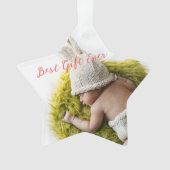 De eerste kerstbeste cadeaufoto van Rustic Baby Ornament (voorkant)