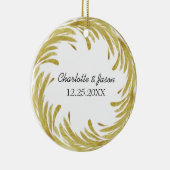 De eerste kerstdag van de paar Gepersonaliseerd Keramisch Ornament (Rechts)