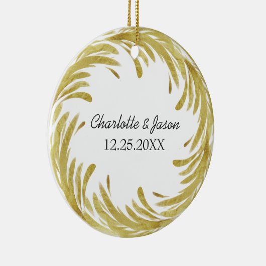 De eerste kerstdag van de paar Gepersonaliseerd Keramisch Ornament (Rechts)