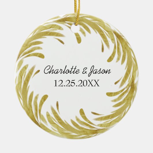 De eerste kerstdag van de paar Gepersonaliseerd Keramisch Ornament (Voorkant)