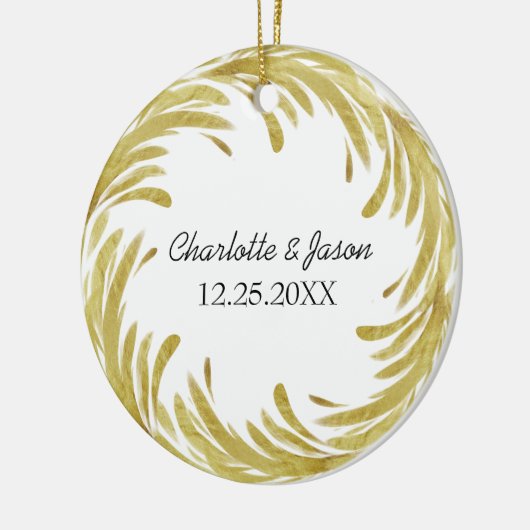 De eerste kerstdag van de paar Gepersonaliseerd Keramisch Ornament (Links)