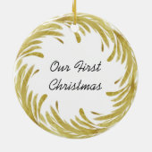 De eerste kerstdag van de paar Gepersonaliseerd Keramisch Ornament (Achterkant)