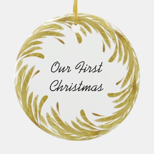 De eerste kerstdag van de paar Gepersonaliseerd Keramisch Ornament (Achterkant)