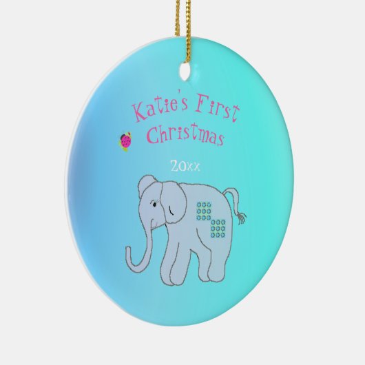 De eerste kerstdag van Elephant Baby Keramisch Ornament (Rechts)