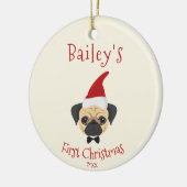 De eerste kerstdag van je hond - Cute Pug Keramisch Ornament (Links)